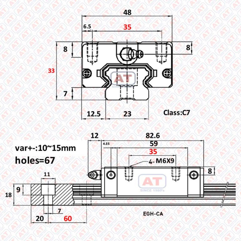 EGH 25CA HIWIN - EGH Series , Linear Guide Blocks , CNC Linear Guideways | HIWIN | Abdul Traders