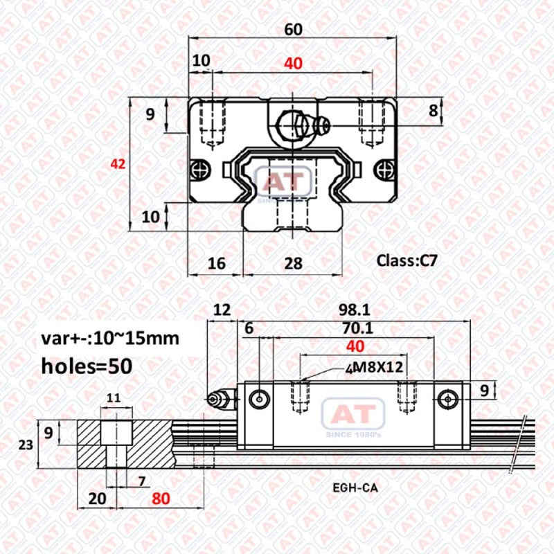 GEH 30 CA (EGH 30CA) - EGH Series , Linear Guide Blocks , CNC Linear Guideways | SHAC | Abdul Traders