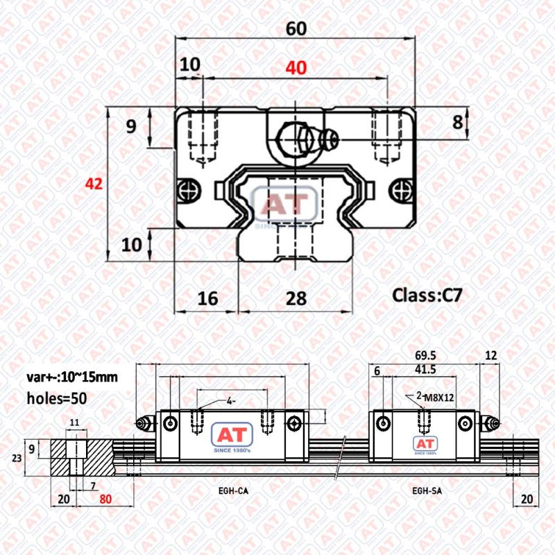 GEH 30 SA (EGH 30SA) - EGH Series , Linear Guide Blocks , CNC Linear Guideways | SHAC | Abdul Traders