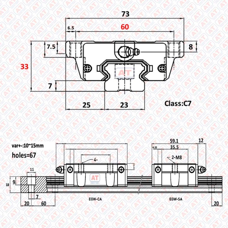 EGW 25SA HIWIN - EGW Series , Linear Guide Blocks , CNC Linear Guideways | HIWIN | Abdul Traders